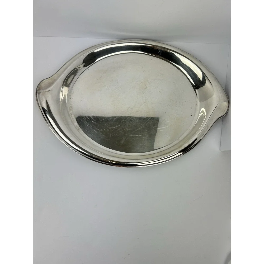 VTG 1847 Rogers Bros Flair Silverplate Oval Serving Tray Int. Silver Mid Century